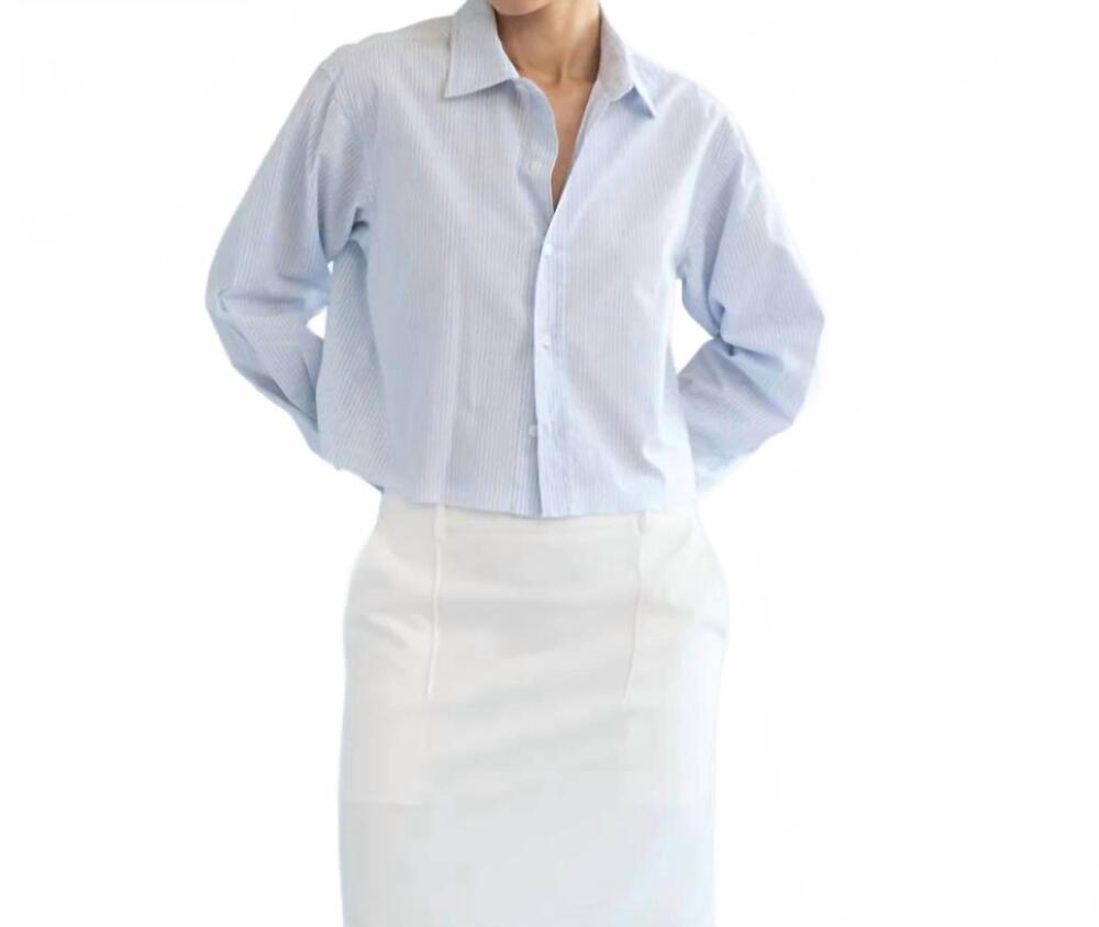 NEW ALMINA CONCEPT women's cropped long sleeve shirt in blue